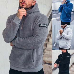 Men's nan sporty teddy fleece hoodie with slim fit and kangaroo pocket Mune Fashion