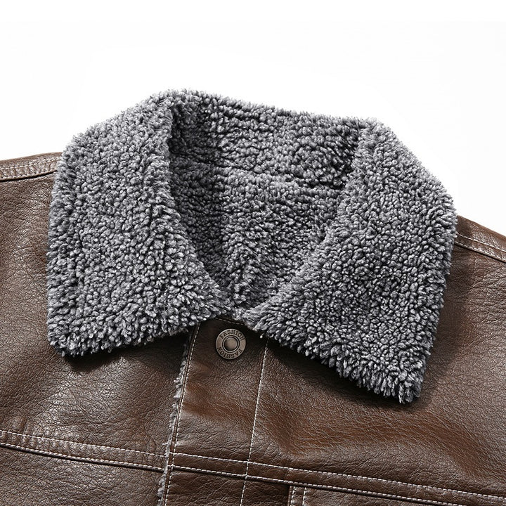 Men's Noble Faux Leather Jacket with Soft Teddy Lining Mune Fashion