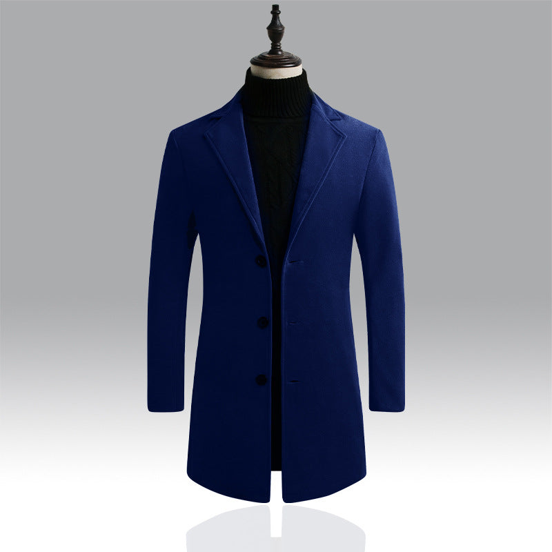 Men's Tailored Single-Breasted Wool Coat with Notched Lapel and Slim Silhouette Mune Fashion