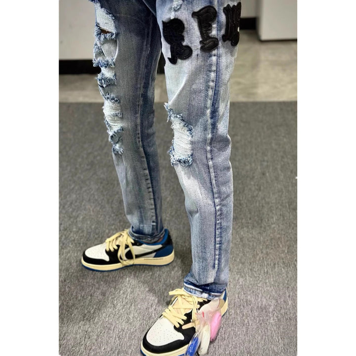 Men's Fashion Ripped Jeans with Creative Applications Mune Fashion 1788342069