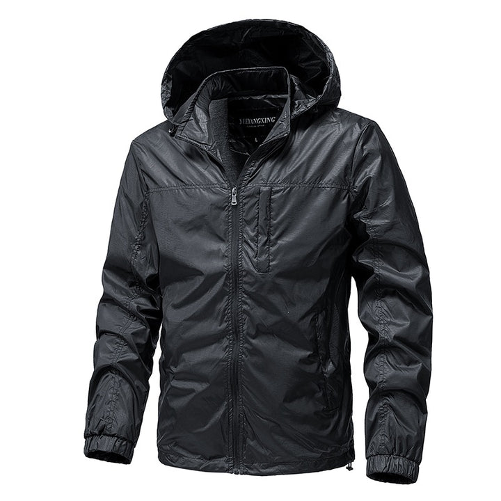 Men's Lightweight Water-Repellent Hooded Windbreaker with Thermo Lining & Chest Pocket Mune Fashion
