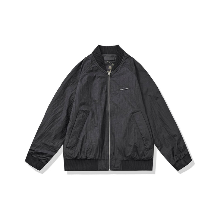 Unisex Lightweight Boxy Bomber Jacket made of Nylon with Ribbed Collar and Flap Pockets Mune Fashion
