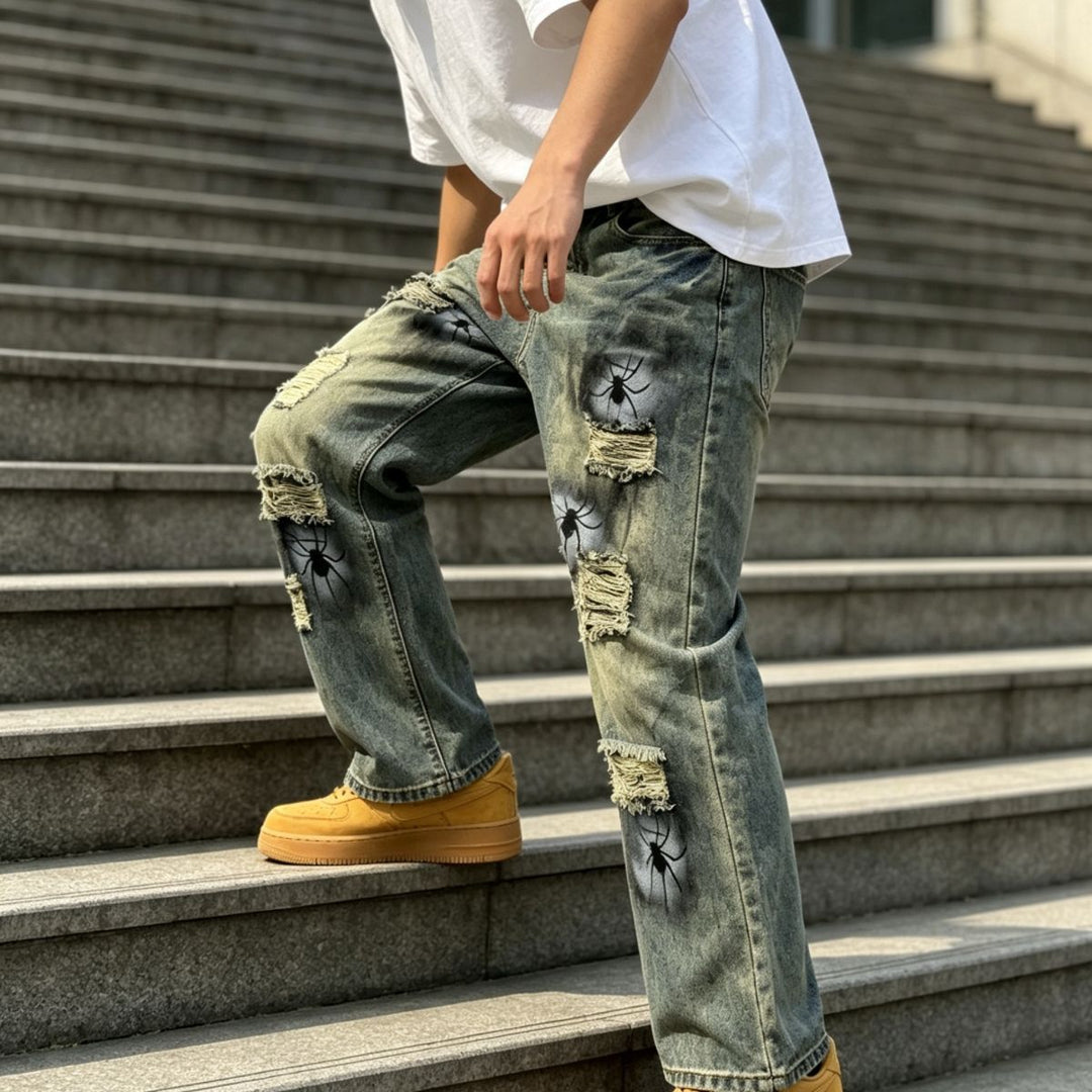 Men's Casual Ripped Baggy Jeans Mune Fashion