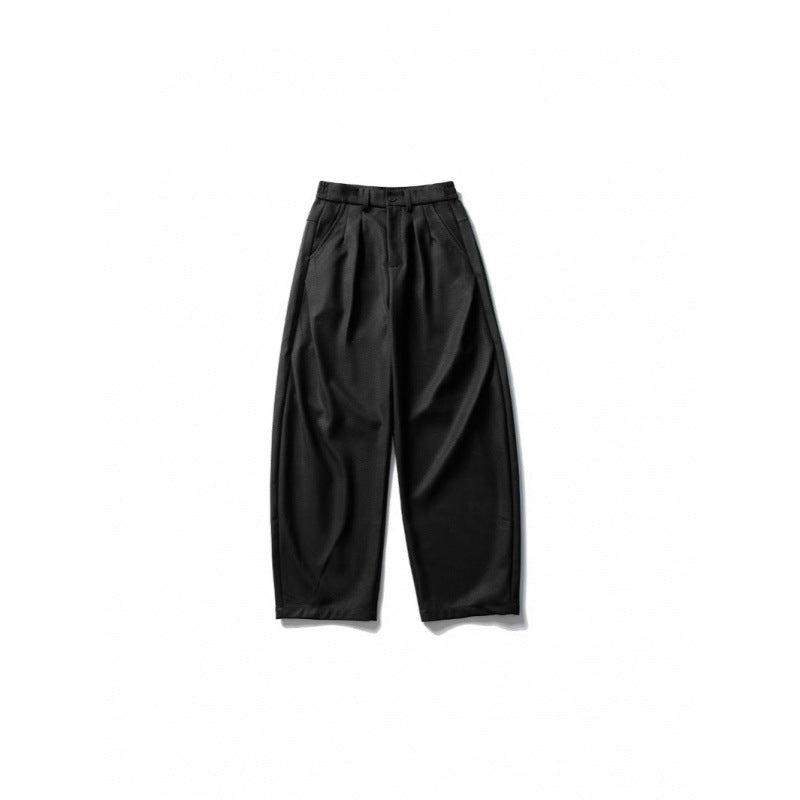 Men's Wide High-Waist Pleated Pants in Baggy Cut with Knife Pleats and Diagonal Side Pockets Mune Fashion