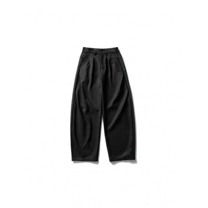 Men's Wide High-Waist Pleated Pants in Baggy Cut with Knife Pleats and Diagonal Side Pockets Mune Fashion