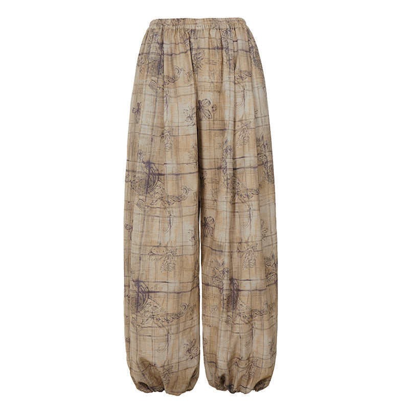 Women's loosely cut palazzo pants with elastic waistband and gathered leg cuffs Mune Fashion