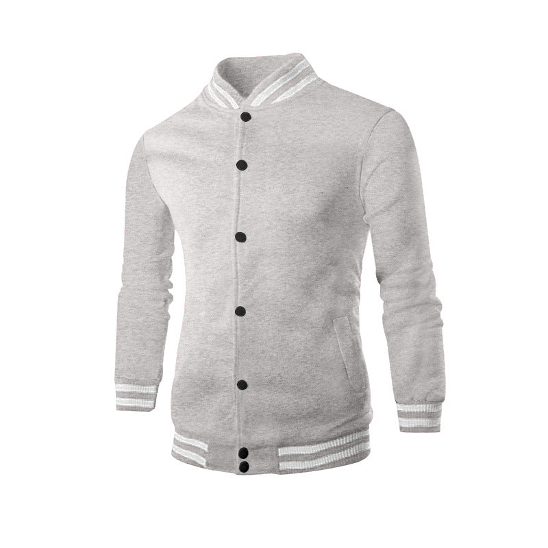 Men's slim college jacket in college style with snap button placket and contrasting ribbed cuffs Mune Fashion