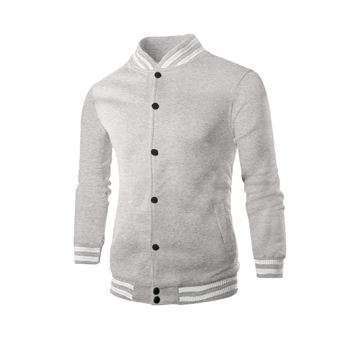 Men's slim college jacket in college style with snap button placket and contrasting ribbed cuffs Mune Fashion