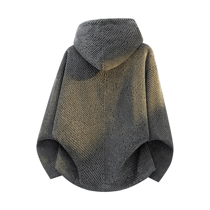 Women Oversize Structured Poncho Jacket with Shawl Collar and Asymmetric Zipper Mune Fashion