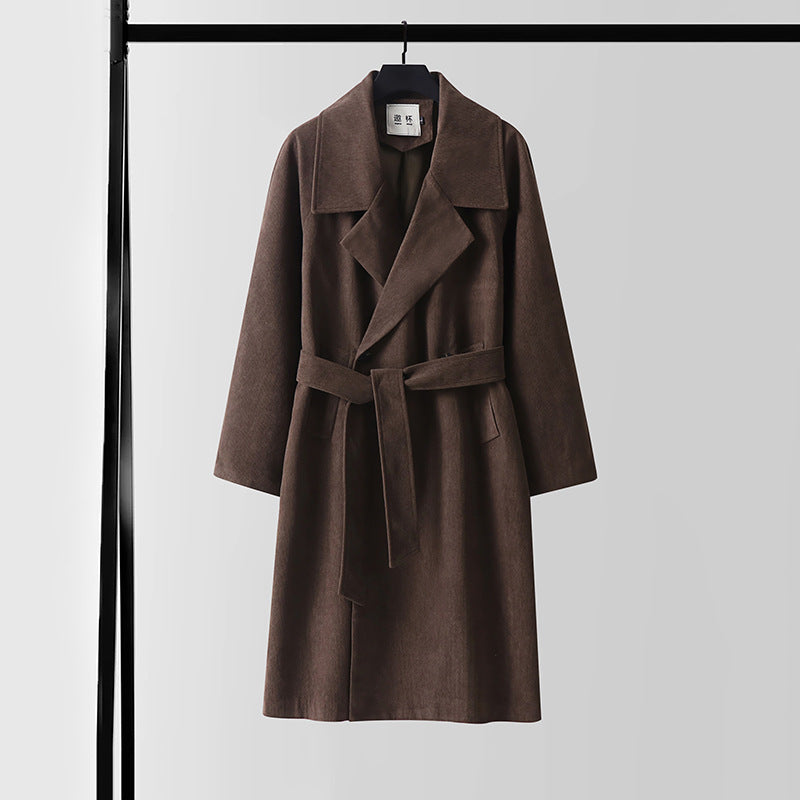 Women's Oversized Wool Blend Coat with Wide Lapel and Hidden Double Button Placket Mune Fashion
