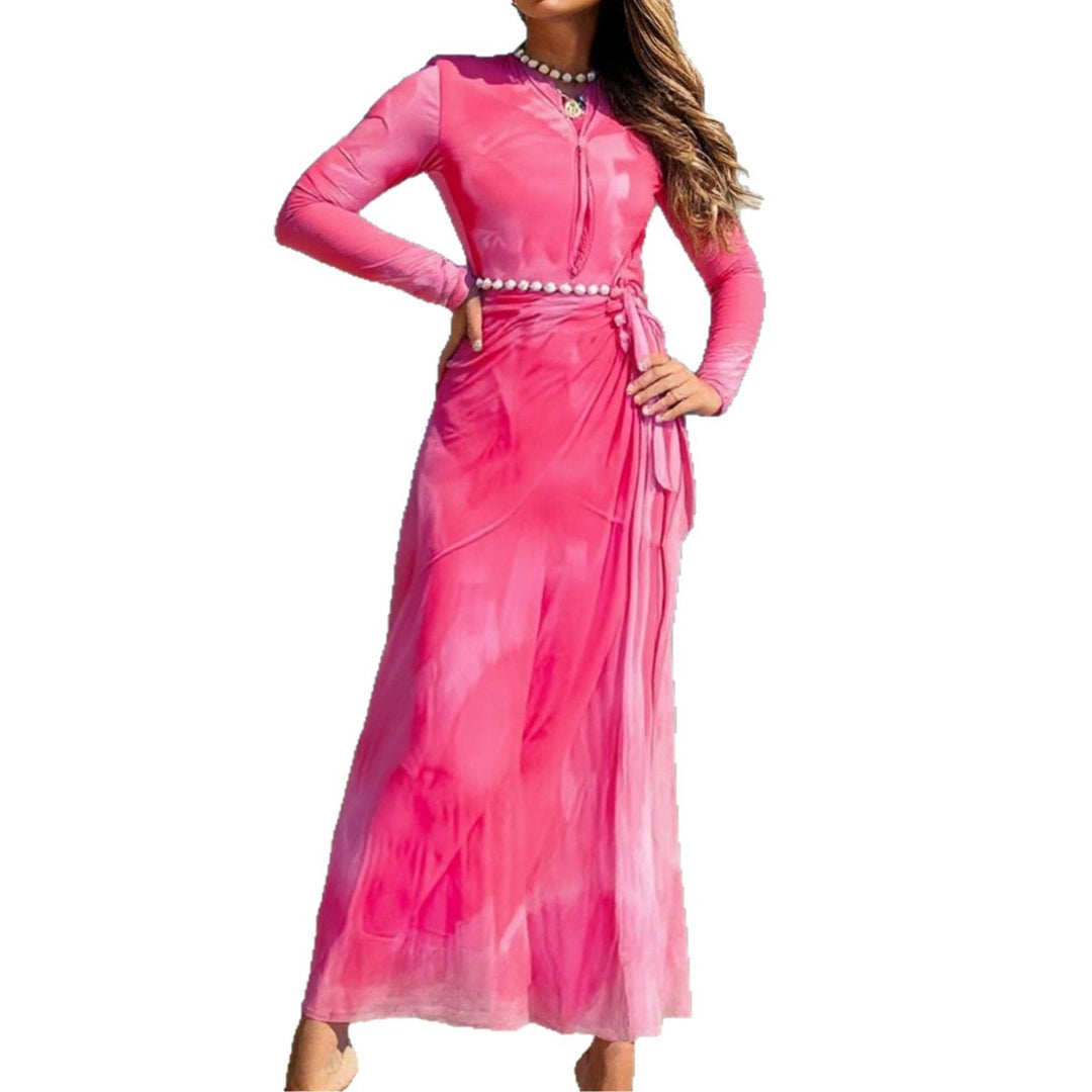 Women's Elegant Beach Dress with Transparent Sleeves and Draped Design Mune Fashion
