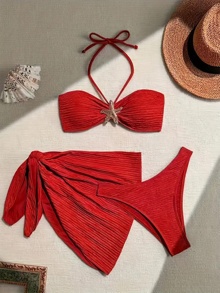 Ladies bandeau bikini with stylish wrap towel Mune Fashion