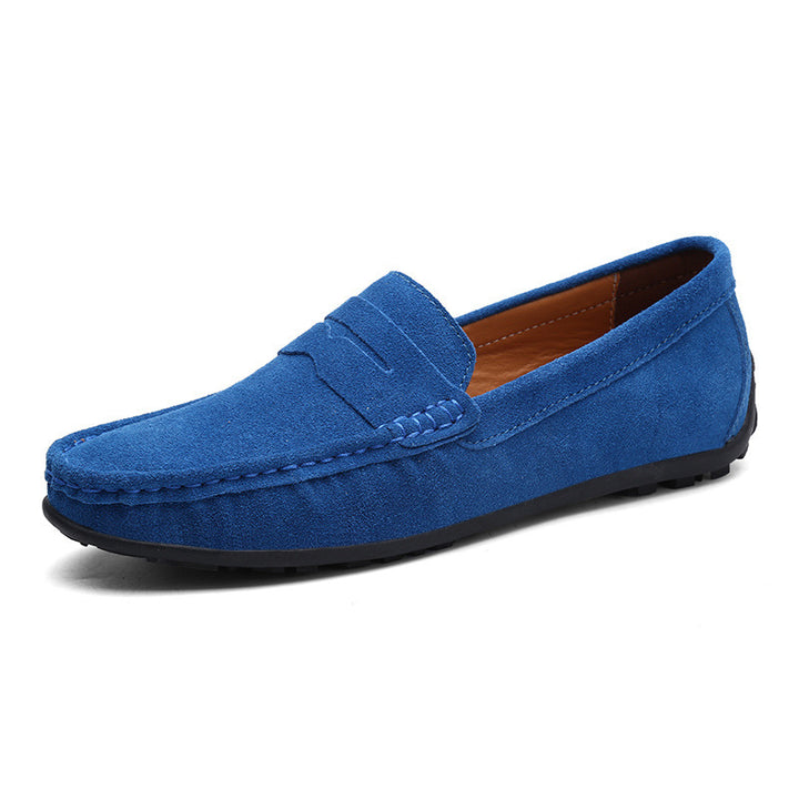 Men's elegant suede loafers with hand-stitched moccasin seam and non-slip rubber tread sole Mune Fashion