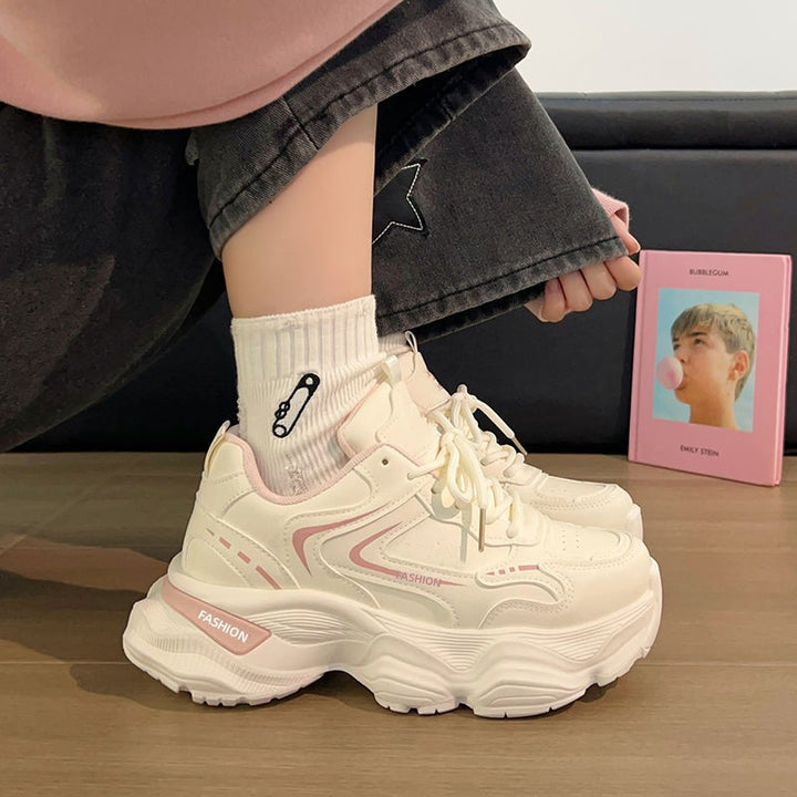 Women Sculpted Wedge Sneakers with Staggered Platform Sole, Breathable Mesh and Padded Comfort Collar Mune Fashion