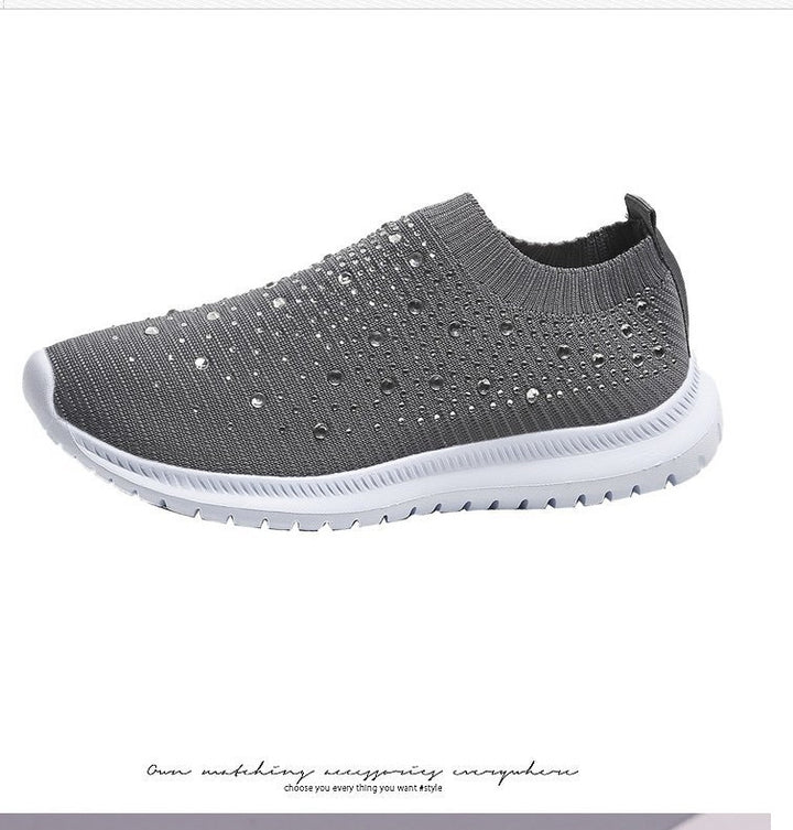 Women’s knitted slipper sneaker with rhinestone embellishment and flexible comfort sole Mune Fashion