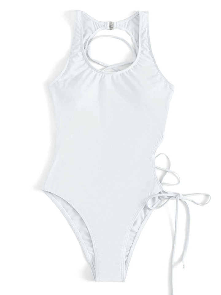 Women's one-piece swimsuit with fashionable cut-out and adjustable side bands Mune Fashion