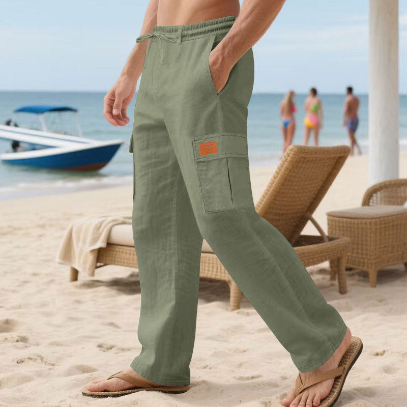 Men's nan maritime beach cargo pants in relaxed fit with elastic drawstring waistband Mune Fashion