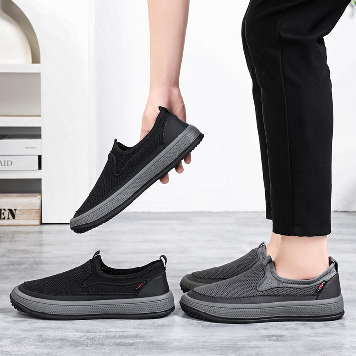 Men's breathable slip-on mesh sneakers with elastic entry and perforated EVA platform sole Mune Fashion