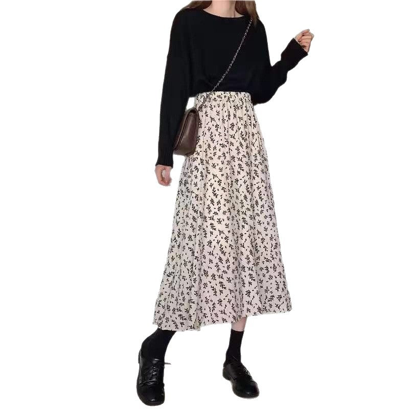 Women's Elegant Midi Skirt with Floral Pattern Mune Fashion