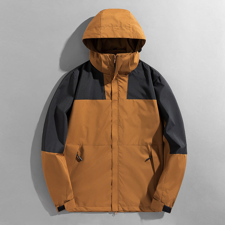 Men's two-layer technical hooded outdoor jacket with high closing stand-up collar and adjustable hood Mune Fashion