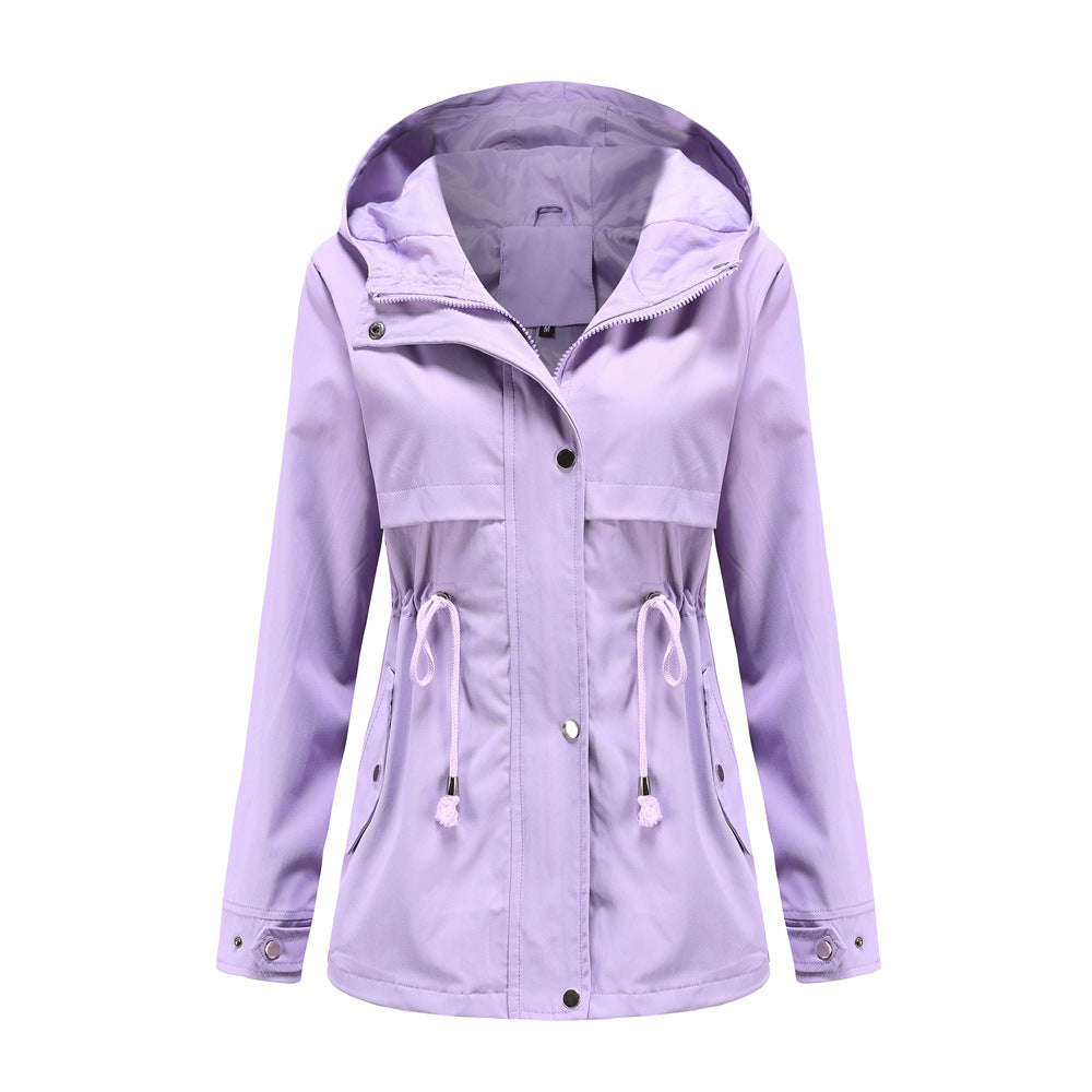 Women's water-repellent parka with waist drawstring and asymmetric hem Mune Fashion