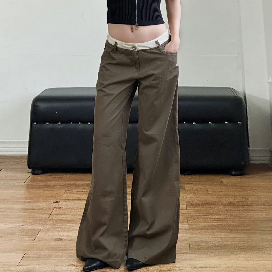 Women nan Highwaist culotte pants with wide leg and contrasting waistband detail Mune Fashion
