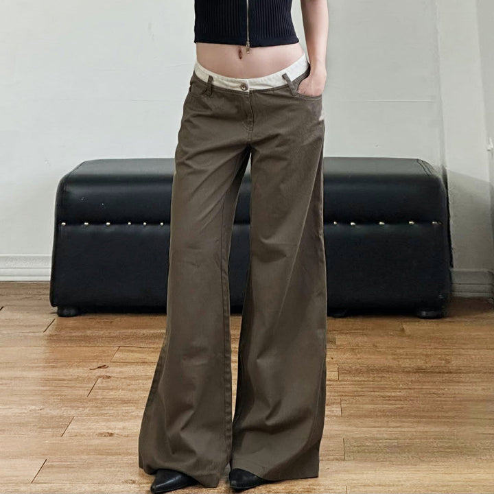Women nan Highwaist culotte pants with wide leg and contrasting waistband detail Mune Fashion