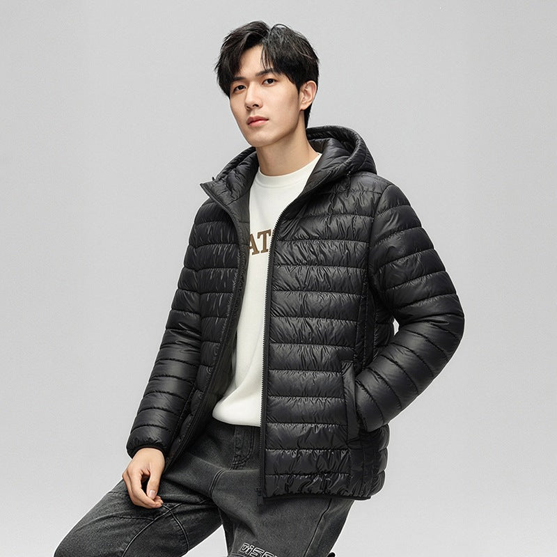 Men's Packable Minimalist Quilted Hooded Jacket with Water-Repellent Outer Layer & Thermofiber Mune Fashion