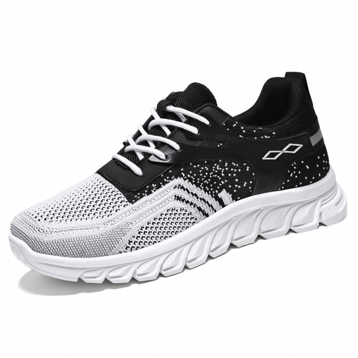 Men's flexible mesh running sneaker with molded memory footbed and shock-absorbing wave running sole Mune Fashion