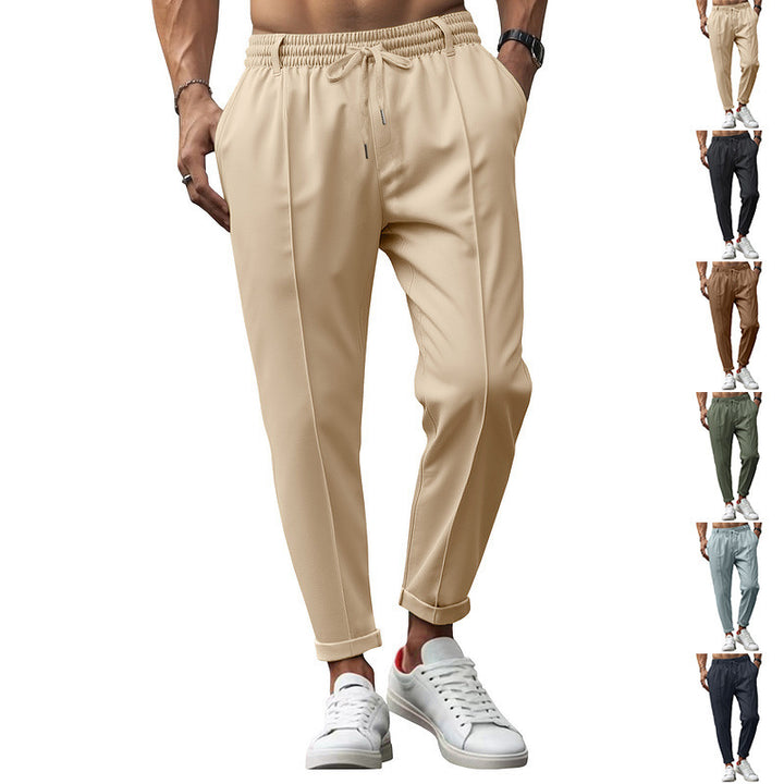 Men's nan tapered casual trousers with pleats and elastic drawstring Mune Fashion
