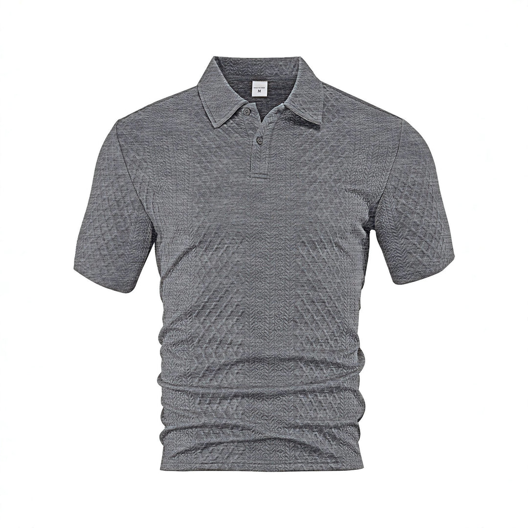 Men's textured jacquard polo shirt short sleeves slim fit with polo collar Mune Fashion