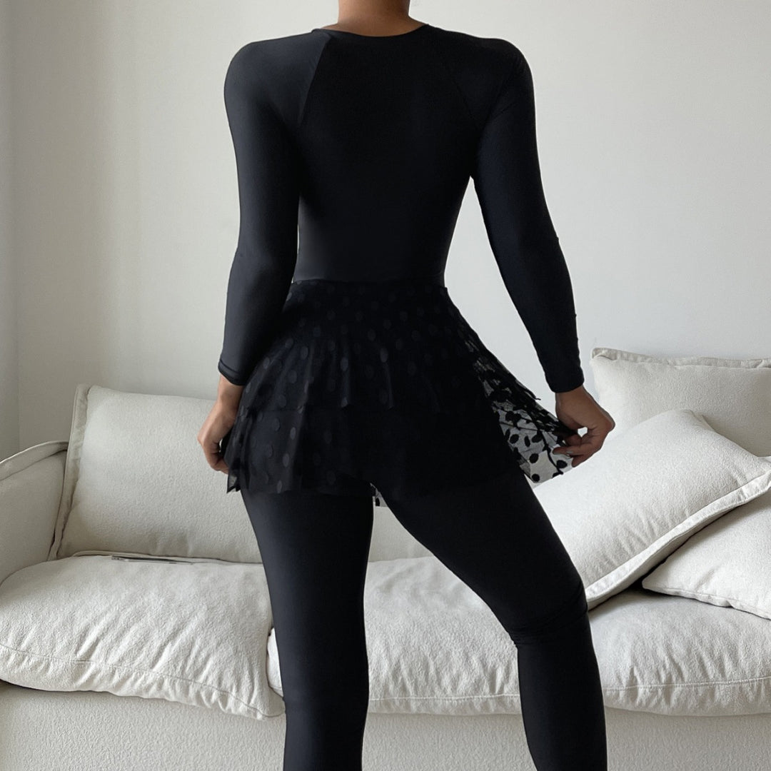 Ladies Sporty Swimsuit with Flared Skirt Mune Fashion