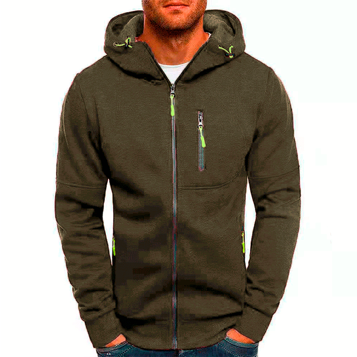 Men's functional hoodie jacket with full zipper, chest and side pockets, and drawstring Mune Fashion