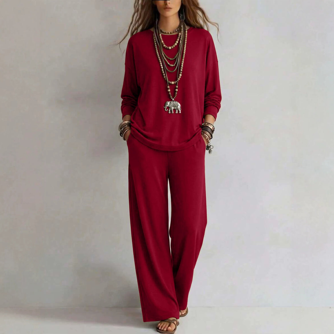 Women's loungewear set with wide waistband and oversized long sleeve shirt Mune Fashion
