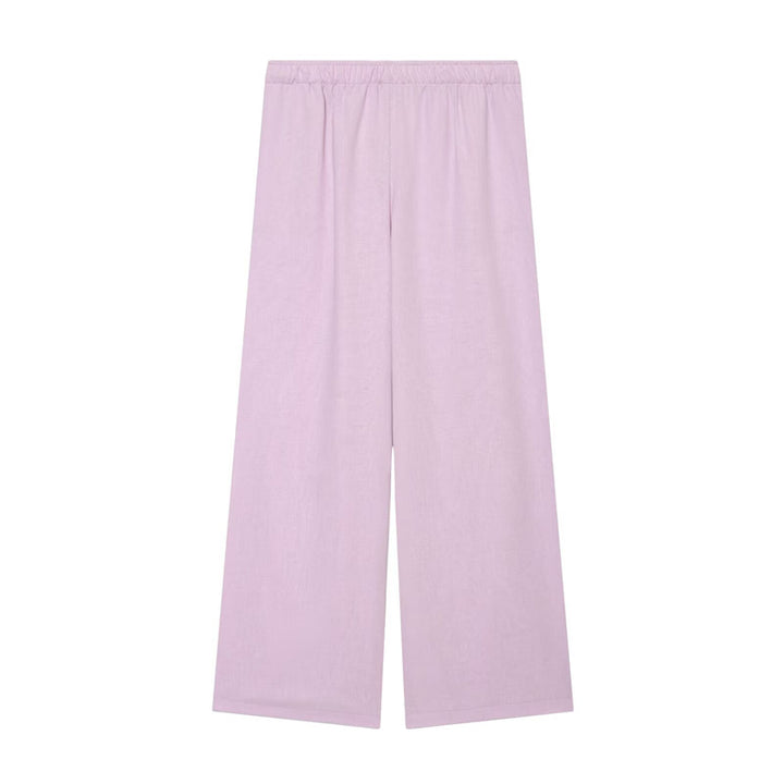 Women's Wide Palazzo Trousers with Elastic Waistband and Flowing Linen Mix Mune Fashion