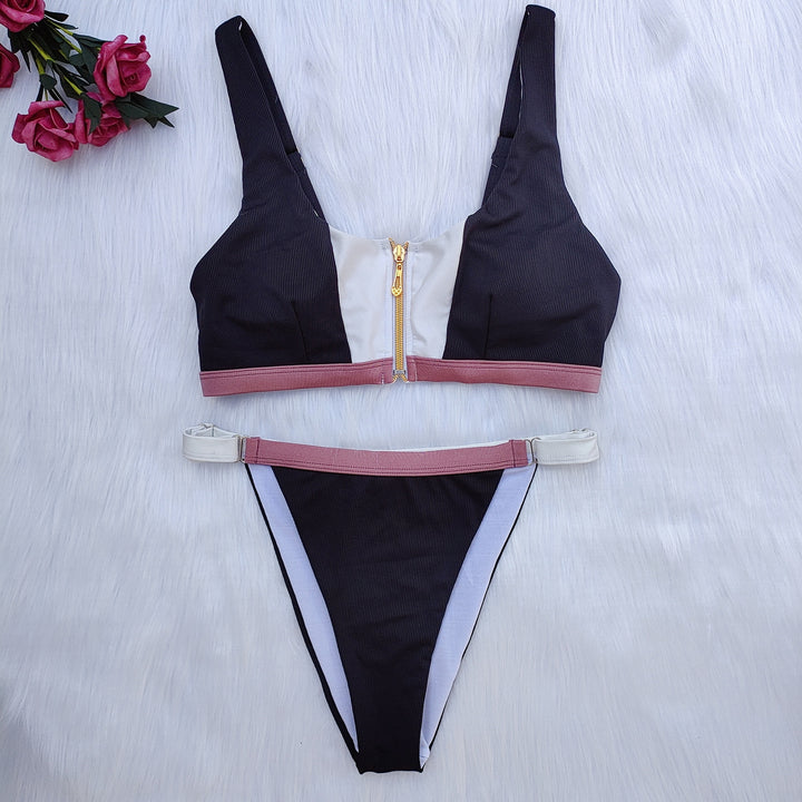 Women's sport bikini set with zipper and contrasting details Mune Fashion