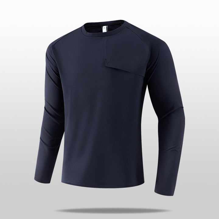 Men's Lightweight Long Sleeve T-Shirt with Practical Chest Pocket Mune Fashion