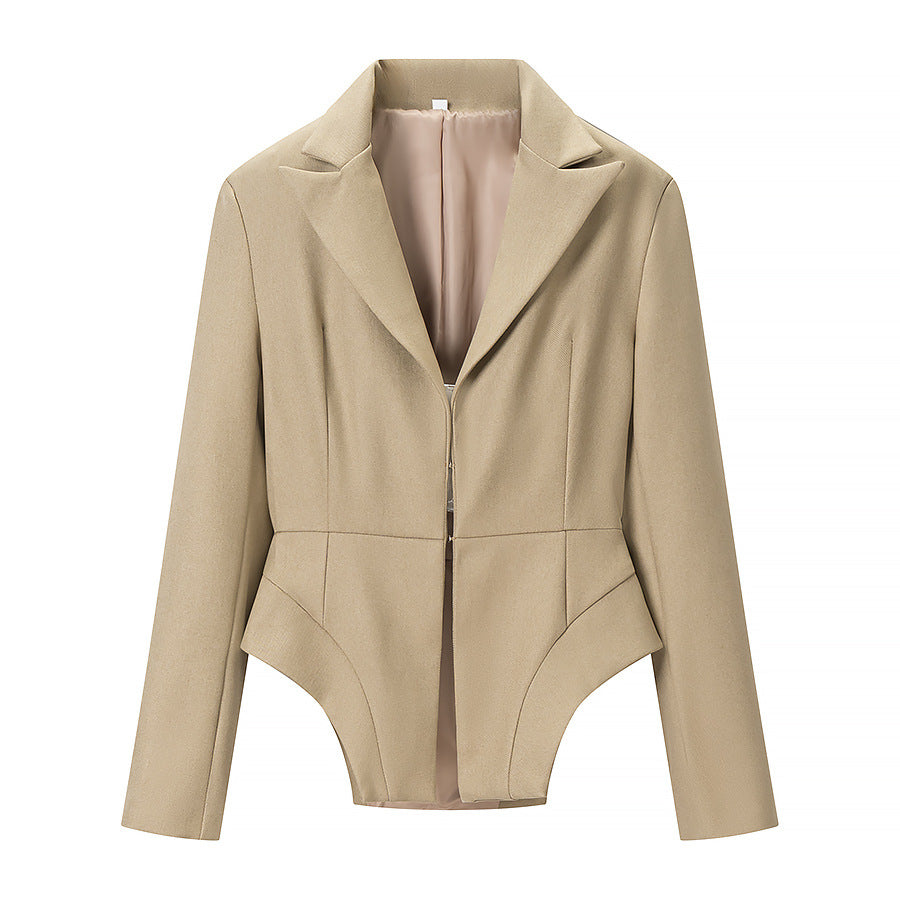 Women's Tailored Blazer with Peplum Cut and Asymmetrical Hem Mune Fashion