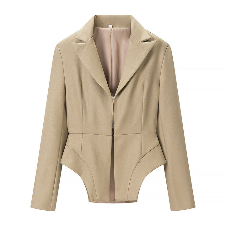 Women's Tailored Blazer with Peplum Cut and Asymmetrical Hem Mune Fashion