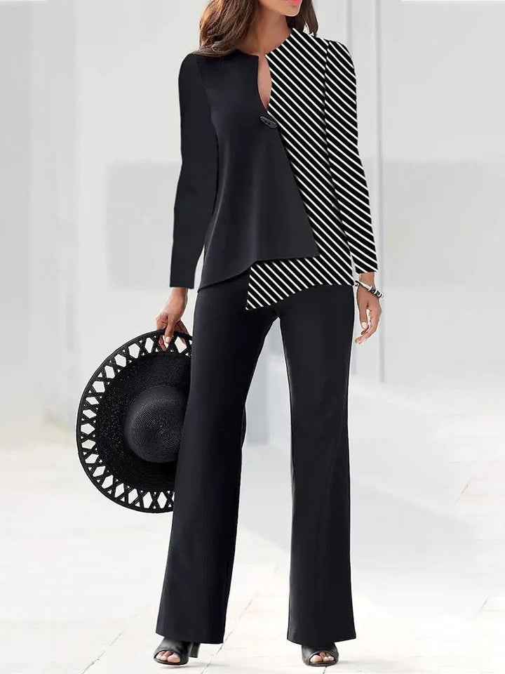 Women's Elegant and Modern Pant Suit Set with Asymmetric Design Mune Fashion