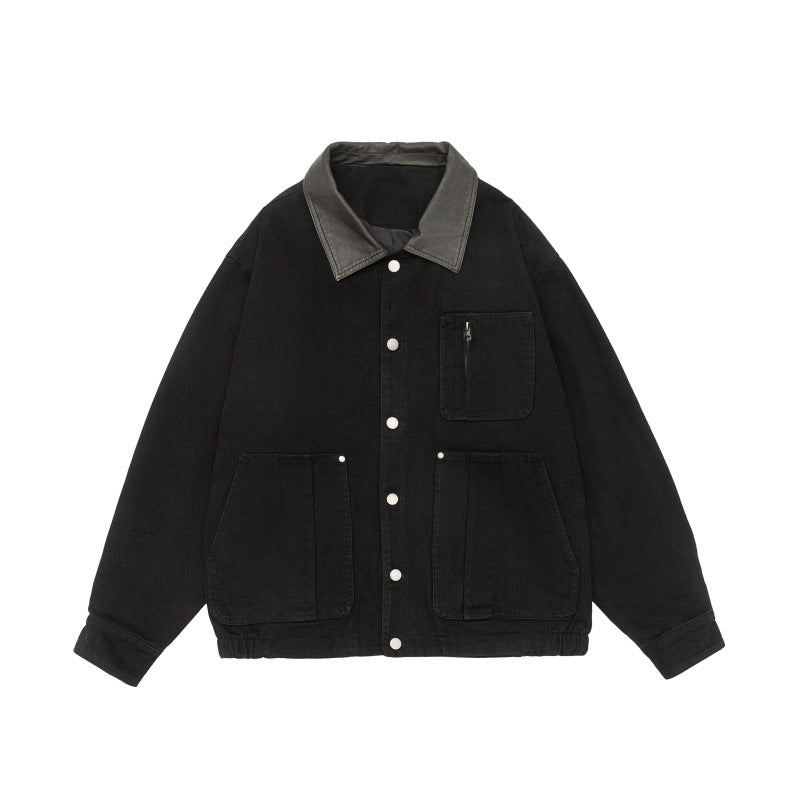 Men's Boxy Canvas Field Blouson with Snap Button Placket and Large Utility Pockets Mune Fashion