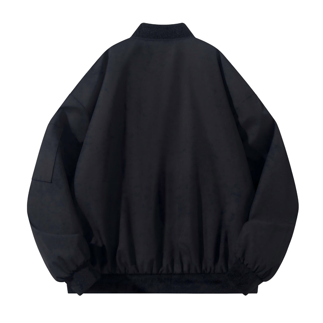 Men's Boxy Bomber Jacket with Quilted Thermal Lining, Arm Pocket & Concealed Zipper Mune Fashion