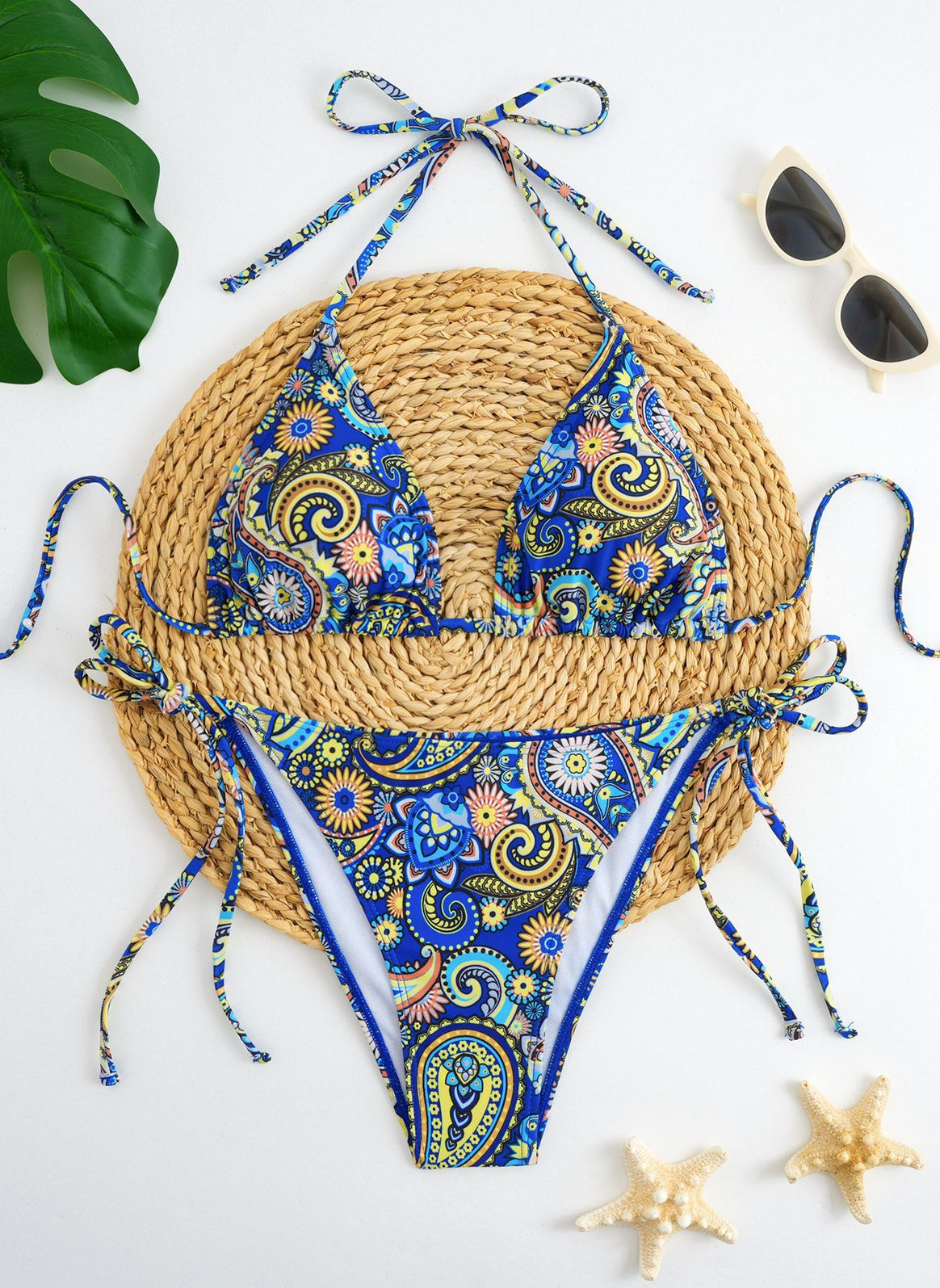 Women's bikini set with playful tie straps and colorful pattern Mune Fashion