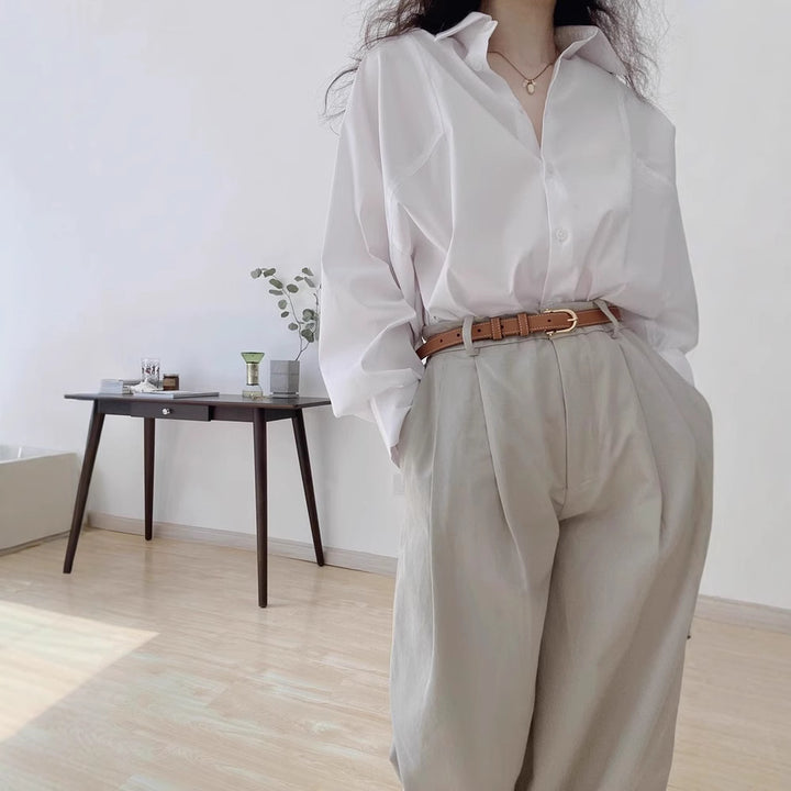 Women Elegant and Casual Oversized Shirt Blouse Drune