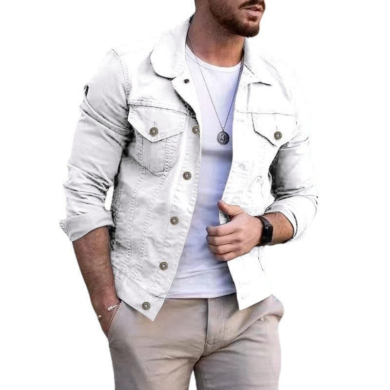 Men's tailored denim jacket in trucker style with chest pockets and metal buttons Mune Fashion