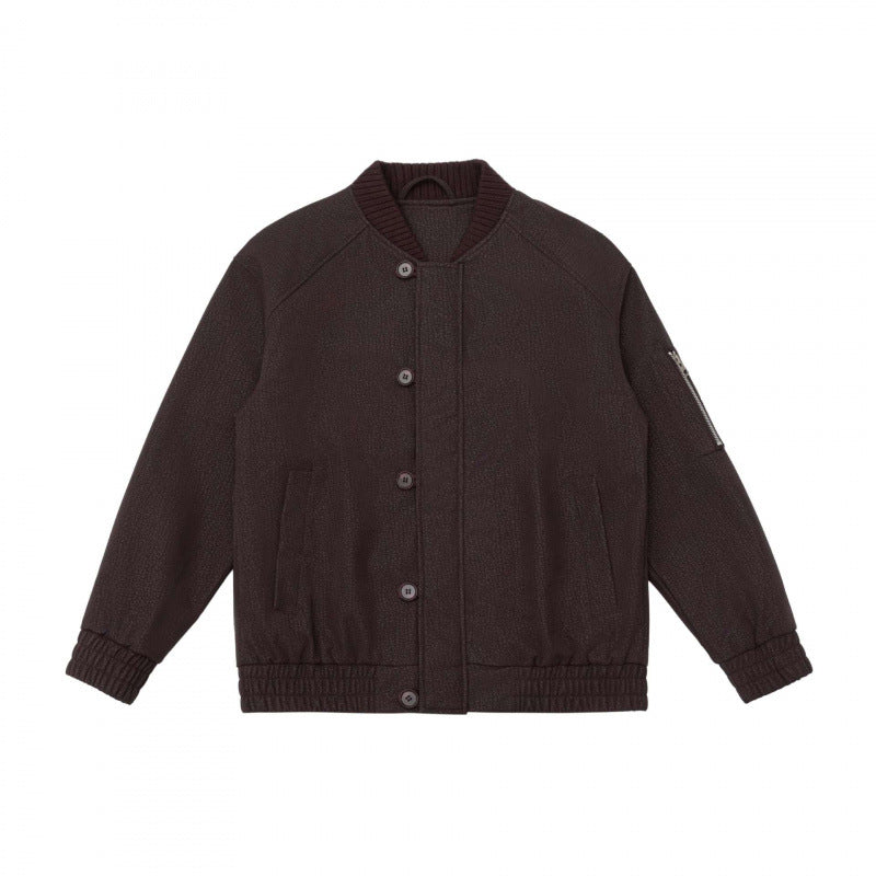 Men's Boxy Bomber Jacket with Textured Canvas Look, Ribbed Hem and Arm Pocket Mune Fashion