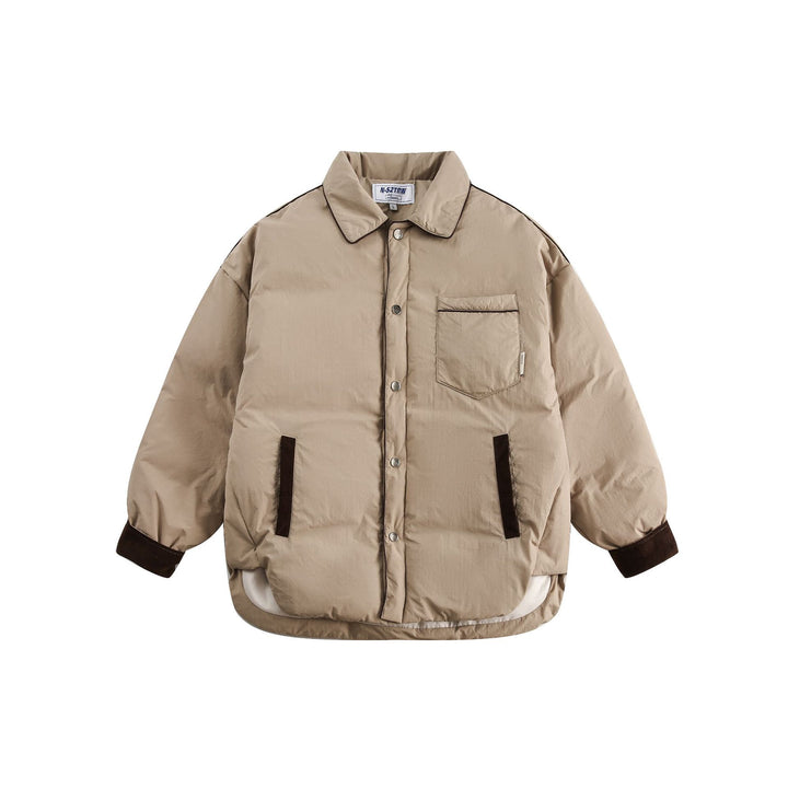 Unisex Short Cut Quilted Blouson Jacket with Shirt Collar and Cord Cuffs Mune Fashion
