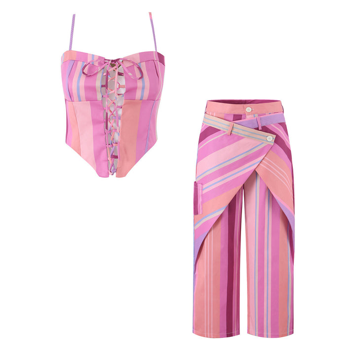 Women's Wrap Pants with Wide Leg and Asymmetrical Overlay Mune Fashion