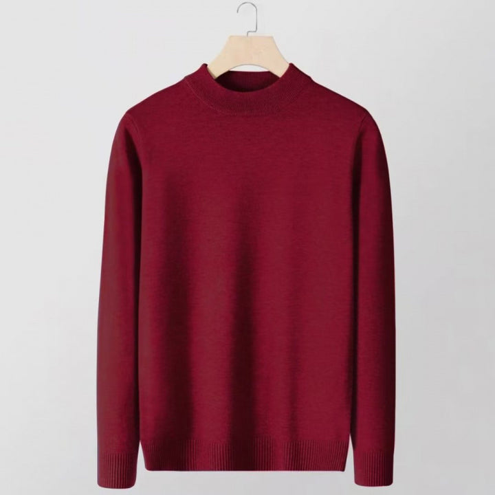 Women's fine knit stand collar pullover made of cotton blend with ribbed cuffs Mune Fashion