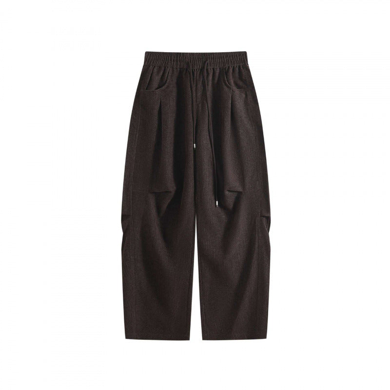 Women's Wide High-Waist Trousers with Drawstring and Large Patch Pockets Mune Fashion